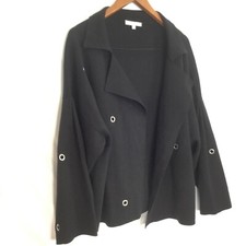 Adrienne Vittadini Collection XL Black Open Front Knit Cardigan