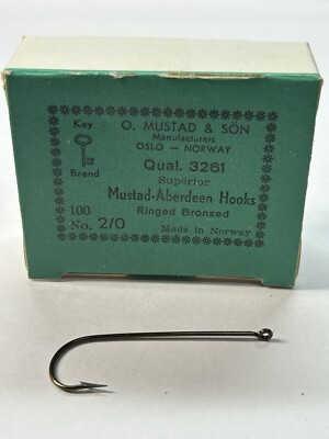 Mustad 3261 Bronze  Aberdeen Fishing Hooks 100 PCS Size 2 Long Shank Bait Hooks