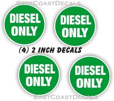 4 Diesel Only - Safety 2 Inch Round Decal Stickers. Exterior Stickers