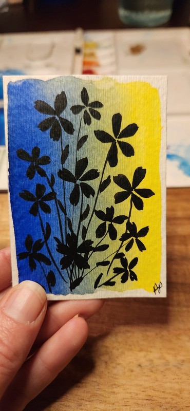 ACEO Original Watercolor Painting Floral Flowers Art Card Tiedyedlife Perkinson