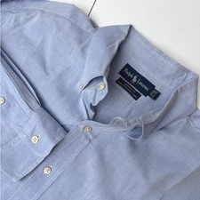 Ralph Lauren Yarmouth Mens 17.5 35 Blue Pinpoint Oxford Button Down Shirt