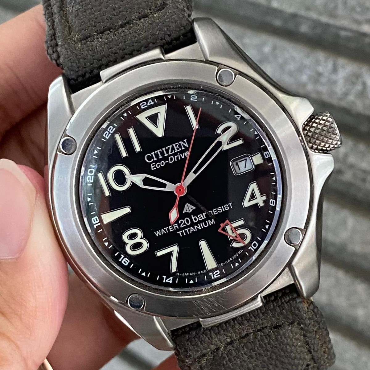 RARE CITIZEN Eco Drive Promaster GMT Titanium Date Black Dial 