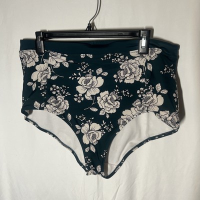 Adore Me Bikini Bottom Swimsuit Size 1X Green Floral Plus Size Bathing Suit