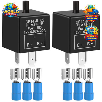 Blinkrelais 2 Stück 3-polig CF-14KT für LED Blinker 12V 0.1W-150W