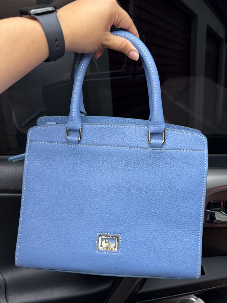 Dooney & Bourke Light Blue Pebbled Satchel Top Handle Bag with