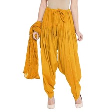 Women,s Cotton Salwar Traditional Patiala Salwar with Chiffon Dupatta Free Size