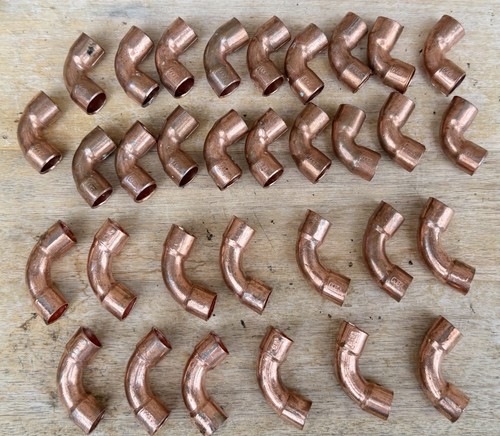 Qty 32 NIBCO Copper 90 Elbow 1/2" C x C 5/8" OD Pure Copper Fittings