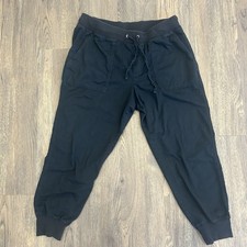 Gap Size L Womens Cropped Twill Jogger Black Elastic Waist  Cuff Drawstring