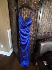 Crystal Doll Juniors Ruched Strappy Blue Long Dress Size 13 99