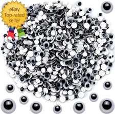 1800 Pieces Wiggle Googly Eyes Plastic Black and White Bulk Self Adhesive
