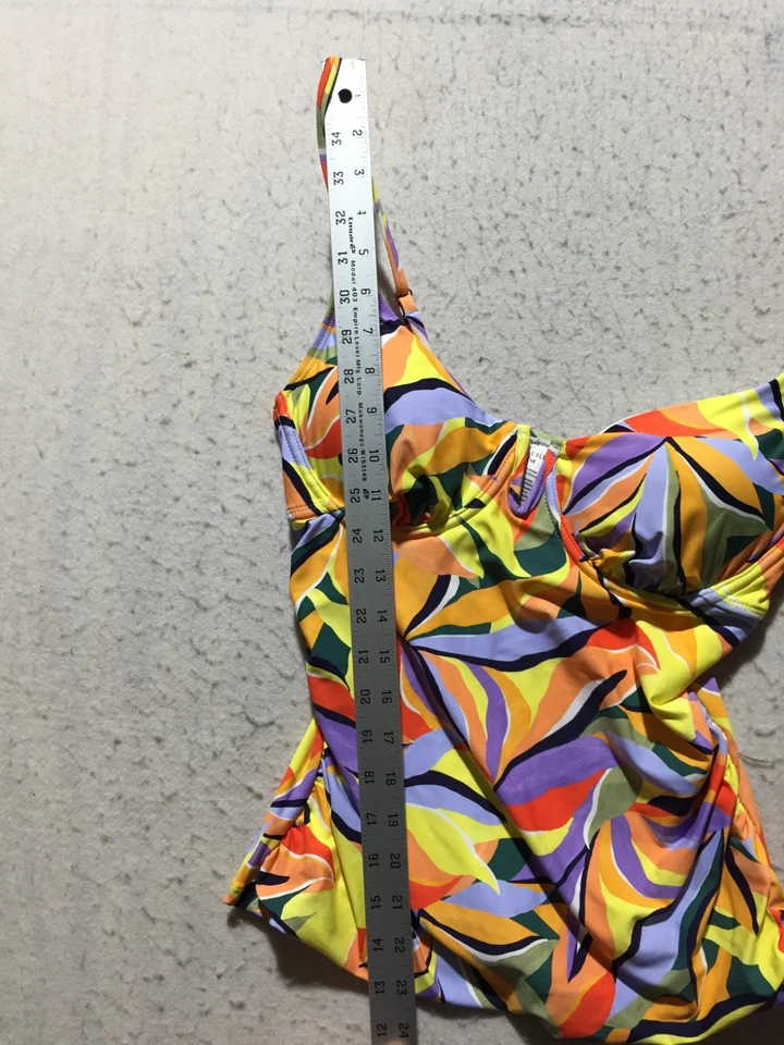 NUEVO Top Tankini Anne Cole Mujer M Mediano Multicolor Geométrico Cuello en V Acolchado Foto 4 de 4