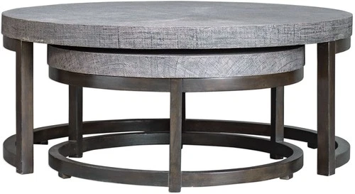 Uttermost 25882 Grey Aiyara 42-1/2"L Burlap & Wood Accent Table - Picture 3 of 3