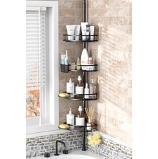 Shower Caddy Tension Pole 4 Tier 31-124 In Stainless Steel Matte Black