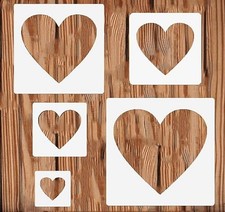 5PCS Heart Stencil 5 Sizes Heart Love Stencils Painting Template Reusable Pla...