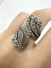 Marcasite  Sterling Silver Vintage Ring Size 5.75 READ