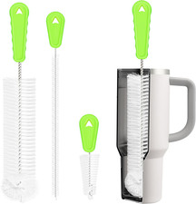 Cepillo Limpiador de Botellas Largo Kit Lavar Vasos Biberones Pajitas Pack 3 Uds