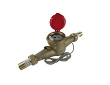 DAE MJ-100R 1" Non Lead Hot Water Meter, Pulse Output Couplings, Gallons 1"