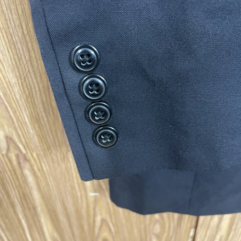 Haggar Blazer Jacket Mens 44R Black Solid Polyester Viscose Two Buttons - Image 4 of 4