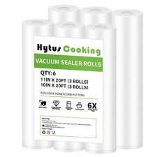 HytusCooking [6 Pack] Vacuum Sealer Bags Rolls, 3 Rolls 11" x 20' & 3 Rolls 1...