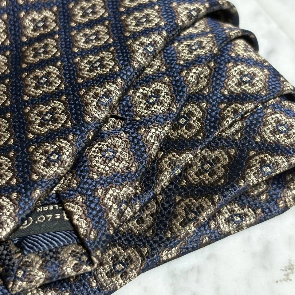 Corbata Ermenegildo Zegna cachemir patrón geométrico 34 hecha en Italia 119 Foto 4 de 4