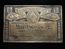 OC25121 VINTAGE 1970s  GENUINE BUDWEISER LAGER BEER  ANHEUSER-BUSCH BUCKLE