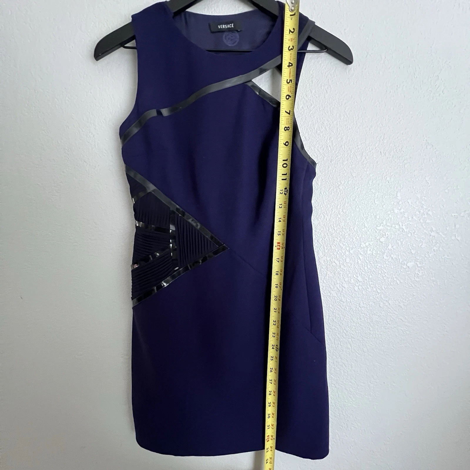 Versace mini abito donna blu monospalla bodycon 40