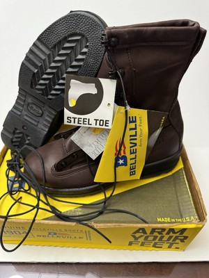 Belleville Men s 330ST US Navy Steel Toe Flight Boots Brown Leather Sz 8 W New