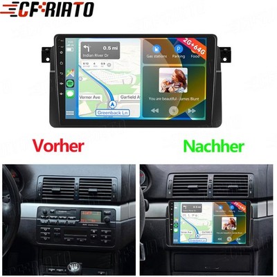 64GB Android 15 Carplay+Android Auto Autoradio USB GPS Navi WIFI für BMW E46 320