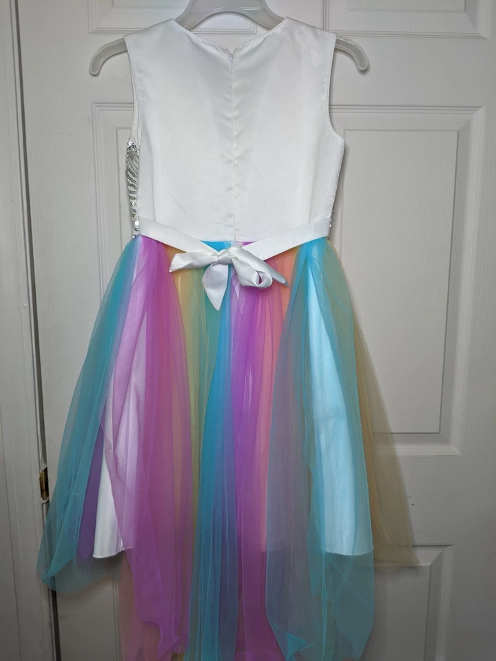 Sunny Fashion Boutique Girls Rainbow Sequin Tulle Party Dress – Halloween dress - Image 3 of 3