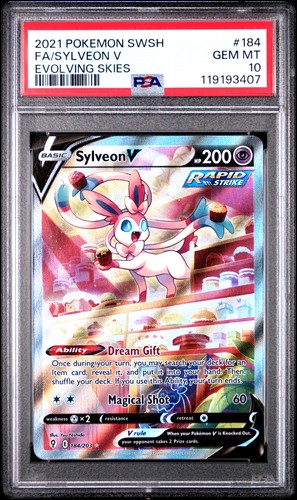 2021 POKEMON SWORD & SHIELD EVOLVING SKIES #184 FULL ART/SYLVEON V PSA 10