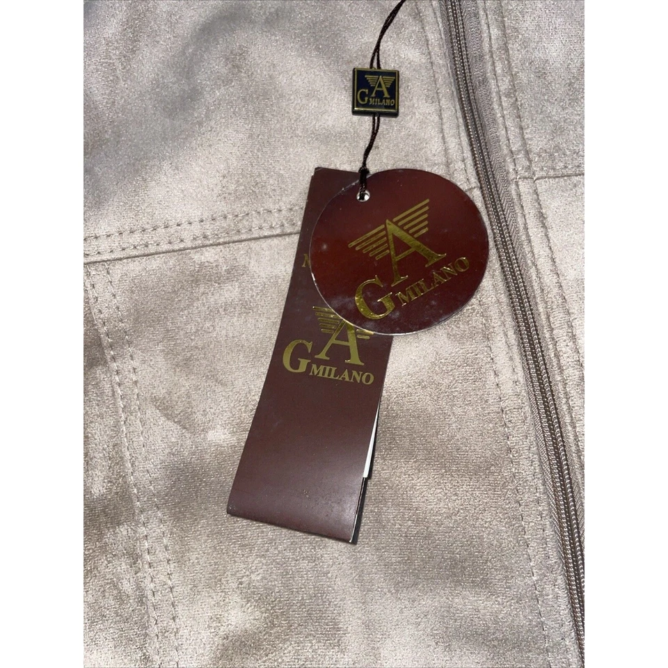 Chaqueta de Cuero Gamuza AG Milano Hecha en Italia Marrón Claro M Hombres Nueva con Etiquetas Talla XL Foto 4 de 4