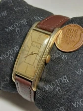 Working Vintage Bulova 6AE Art Deco Curved Mechanical Mens Watch