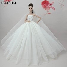 Pure White Dolls Dress For 11.5" Doll Clothes Evening Gown Clothes Wedding Dress