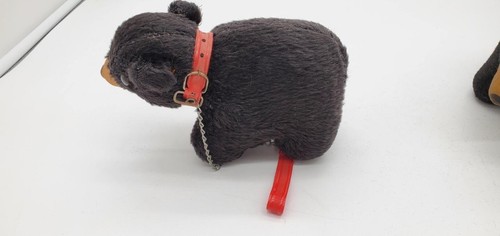 Lot of 2 Vintage Rubber Face Black Bear Red Collar Plush Stuffed Toy, Straw - Picture 3 of 11
