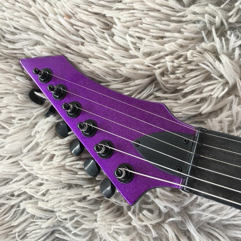 Warlock Electric Guitar Metallic Purple HH Pickups 24 Frets Black Hardware