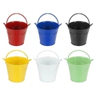 Small Metal Buckets Mini Buckets with Handle Galvanized Colored Tin Pail 6 PCS