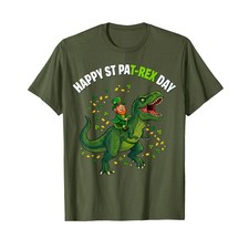 Dino St Patricks Day Kids Saint Patricks Boys Leprechaun T-Shirt