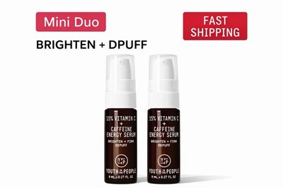 2X Youth to the People 15% Vitamin C + Caffeine Energy Serum Travel Size .27oz 