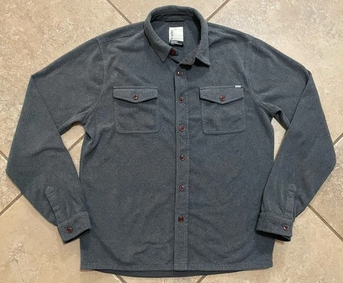 Vuori Aspen Shirt Jacket Men's Medium Gray Button Up Fleece V237 - product listing photo