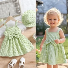 Baby Girl Clothes Infant Sleeveless Suspender Dress Summer Outfits Sets with Hat