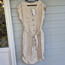 European Linen Shirt Dress Size 12 Dress Maxi Oatmeal Target BNWT