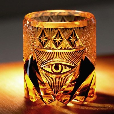 Hand-Carved God's Eye Whiskey Glasses -7oz Artisan Crystal Glassware for Bourbon