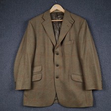 JOHN MAGEE 1866 Blazer Jacket Mens 46 Green 100% Wool Tweed Hacking Sporting