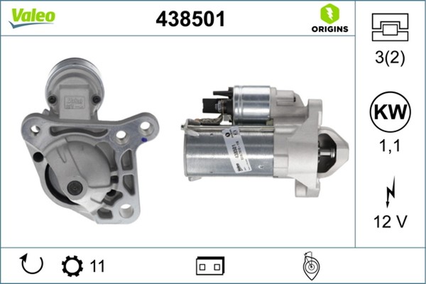 Anlasser Starter Valeo Origins - NEW O.E. Technologie 438501 FüR KG0 Renault BG0-image