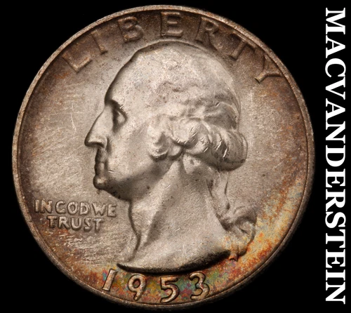 1953-S Washington Quarter- Silver Choice Gem Brilliant Uncirculated Color #i9026