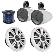Kicker 41KM604W 6.5"Marine Speakers,Tower Enclosures,Enrock 50F 14G Speaker Wire