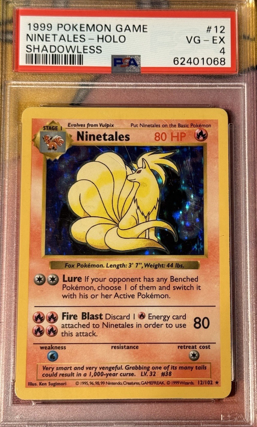 Ninetales 1999 Pokemon Game 12 Shadowless Card PSA 4