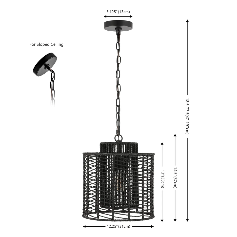 Lighting Collection Ryoa Black Adjustable Pendant Hanging Light Fixture, Idea... — 第 2/4 张图片