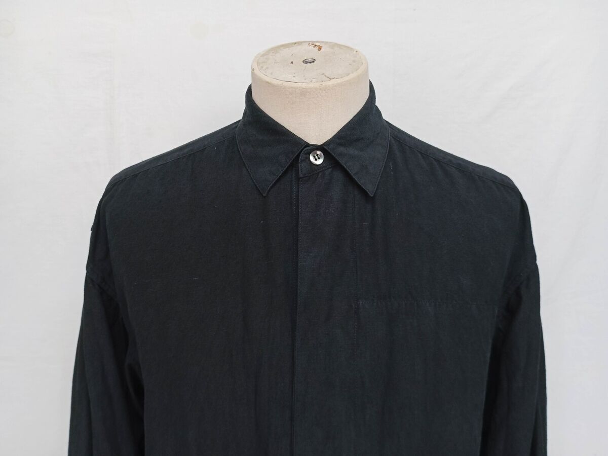Stunning Vtg 80's ISSEY MIYAKE Men Raw Silk Solid Black Stunning Vtg 80's ISSEY MIYAKE Men Raw Silk Solid Black