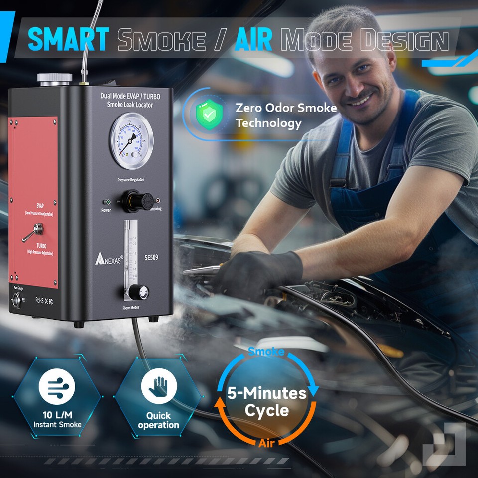 EVAP Turbo Dual Mode Car Leak Detector Truck Smoke Machine Pipe Vacuum